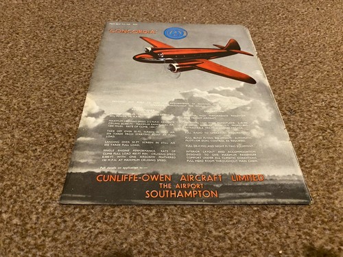 AC12 ADVERT 11X8 CONCORDIA - CUNLIFFE-OWEN AIRCRAFT LIMITED SOUTHAMPTON