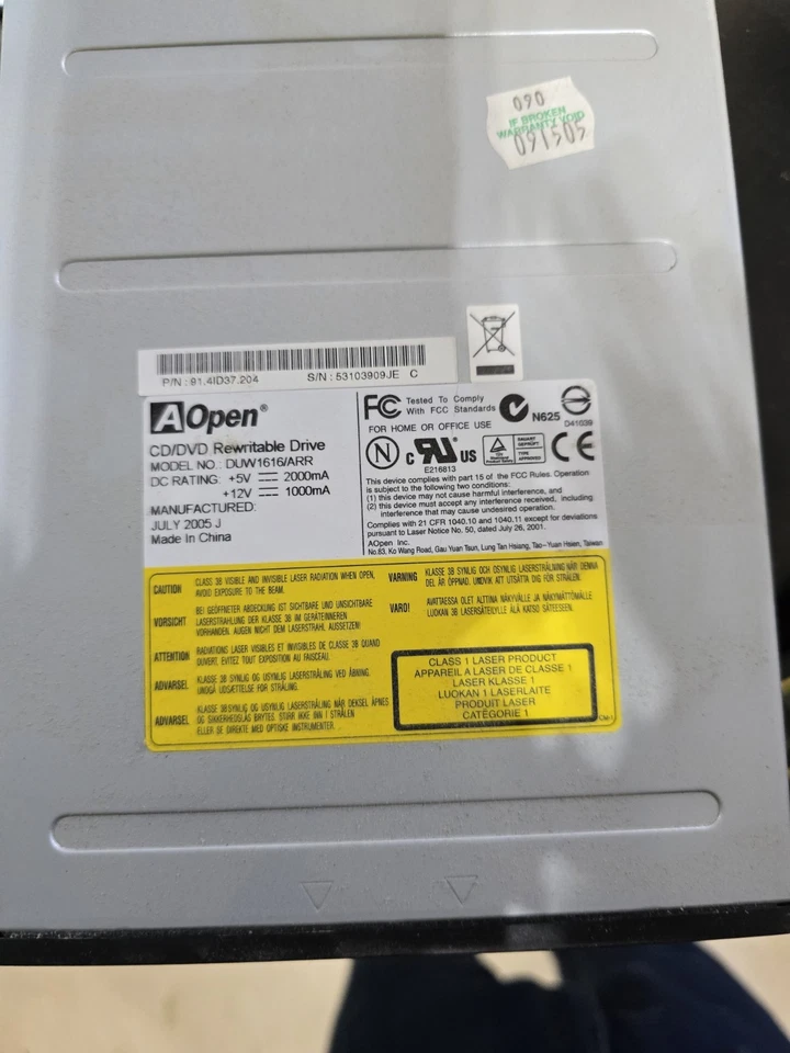 AOpen DVD/CD-RW Drive DUW1616/ARR Internal Optical Burner -FAST FREE SHIPPING! - Image 2 of 4
