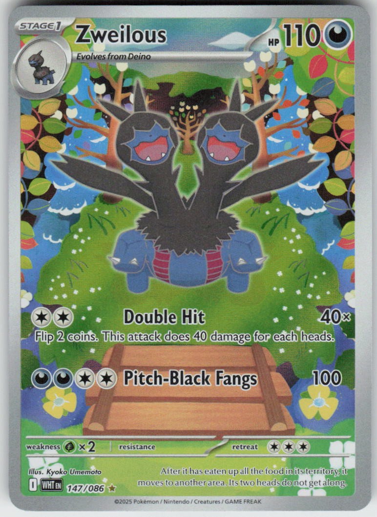 Zweilous 147/086 Illustration Rare White Flare Pokemon Holo Near Mint