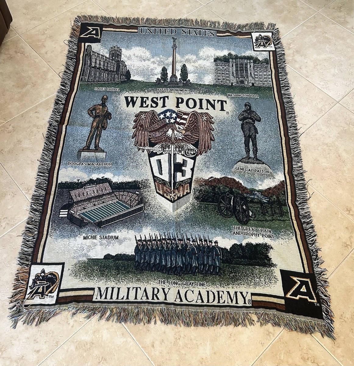 USMA West Point ビンテージ　タイピン&カフス USMA West Point Class 2003 blanket Vintage 61x45 Black Knights