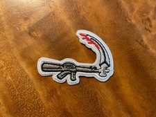 Scythe Gun Patch Grim Reaper Weapon Embroidered Iron On Biker Gothic Badge New