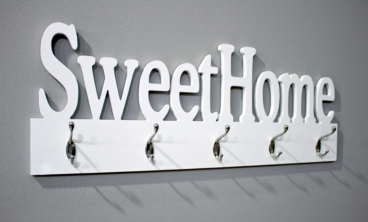Decorazione Parete: Appendiabiti HOME Bianco 74x28x7 cm Moderno
