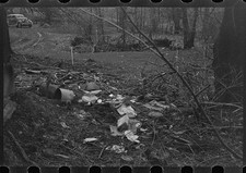 Foto: Pilas de basura rural de la década de 1930 coche bosque foto en la carretera