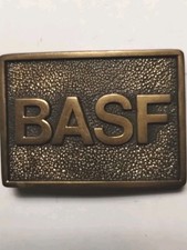 Vintage BASF BTS Solid Brass Belt Buckle, 3” x 2-1/4”, Made In The USA