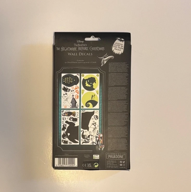 Juego de 40 calcomanías de pared Pesadilla antes de Navidad que brillan en la oscuridad pegatinas Disney nuevas con etiquetas Foto 2 de 2