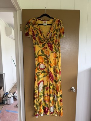 knee length dresses for ladies LAST ONE FINAL SALE Tropical Fruit Print Halter Maxi Dress – Five Points  Boutique main image 1