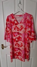 Pink /red ladies dress ideal for 60s 70s fancy dress size L excellent condition