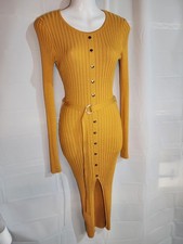 knitted, ribbed, HERA collection dress, mustard-yellow In color, sz. Small