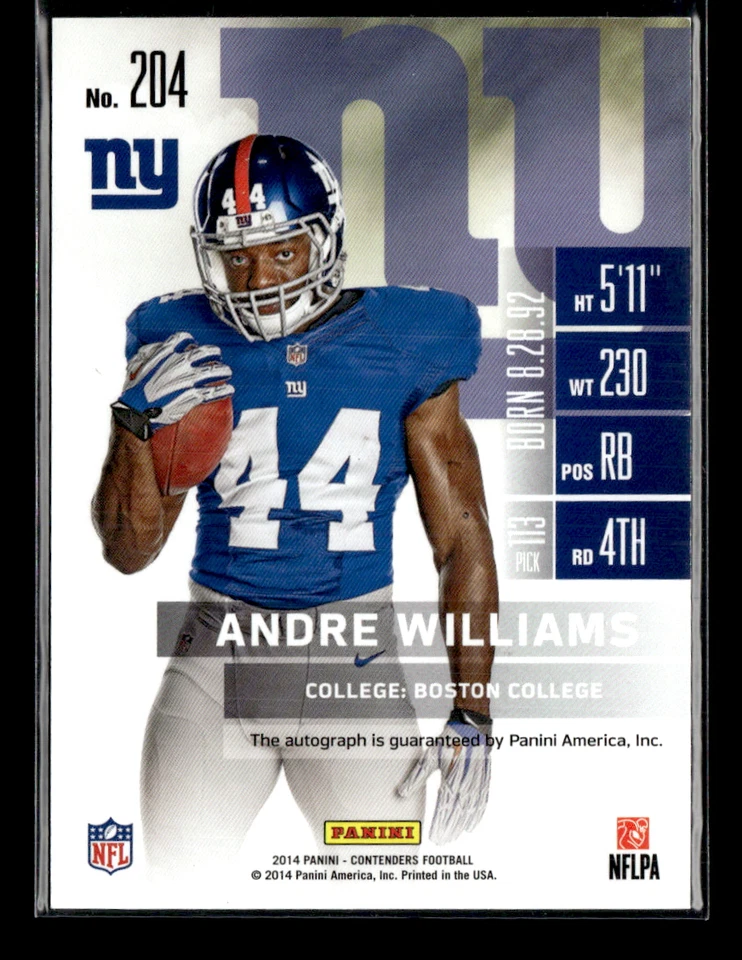 Andre Williams 2014 Contenders Playoff Ticket RC Auto 80/99 - Image 2 of 2