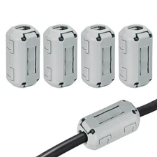 9mm Ferrite Cores Ring Clip-On RFI EMI Noise Suppression Cable Clip, Grey 4pcs