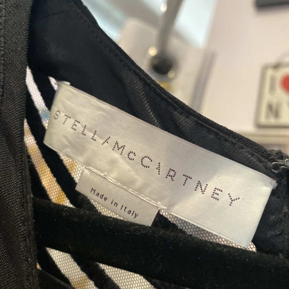 Novo Vestido de Trem Stella McCartney Preto Manga Longa Bordado Crepe - Imagem 3 de 4