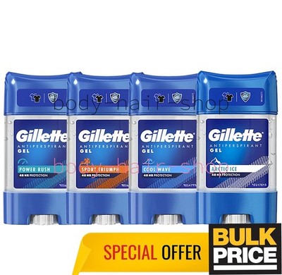 Gillette Mixed Lot Deodorant Gel 48H Sweat Odor Protection Anti-Stain 4-Pack