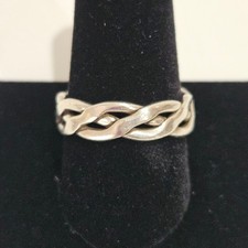 Vintage Taxco Mexico 925 Sterling Silver Braided Woven Band Ring Sz 10.5 - 5.27g