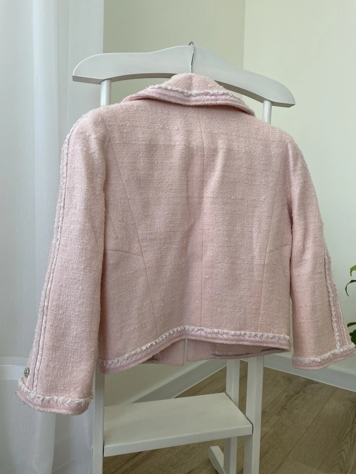 Giacca blazer CHANEL tweed donna vintage autentica lana rosa anni 2000 taglia 36