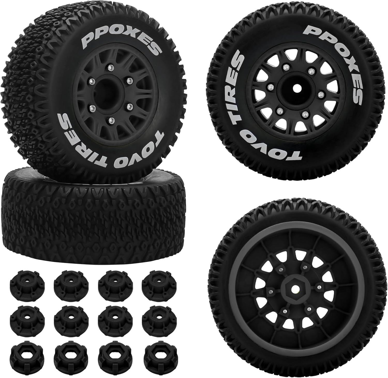 12mm/14mm/17mm Hex RC Wheels and Tires RC Truck Tires 1/10 Scale Tyres Detach...