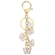 Butterfly Initial Letter Keychain, Alphabet N Metal White Keyring Charm for Bag