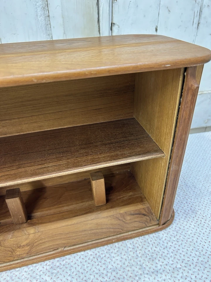 Gabinete de montaje en pared puerta pandereta tecnología teca mediados de siglo vintage Dallas Foto 3 de 4