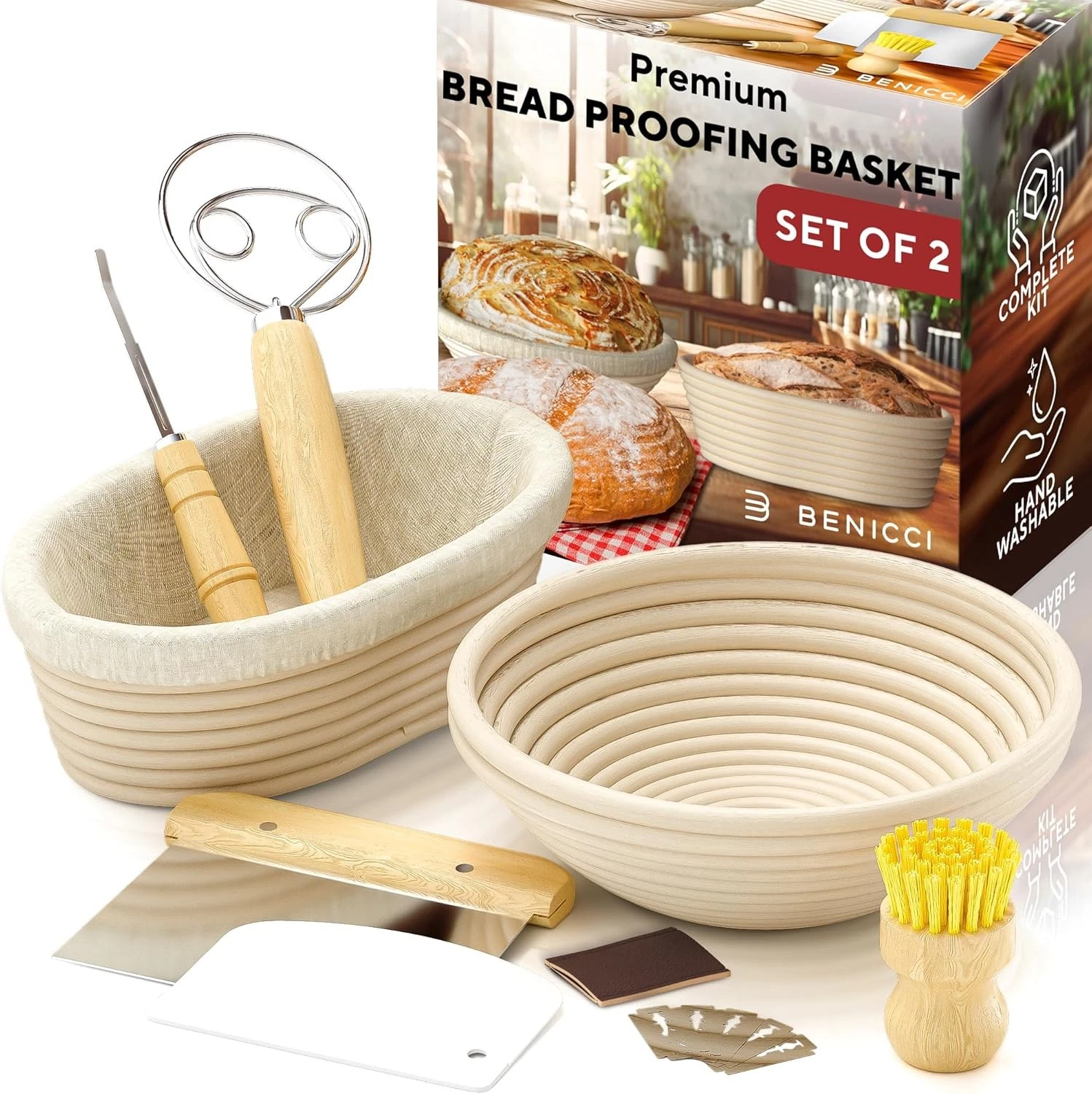 Complete Bread Proofing Baskets Set Premium Quality Kit Sourdough Bread Making