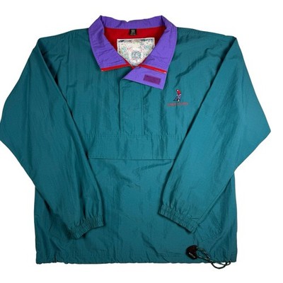 Vintage 90s GEAR Golf World Windbreaker Pullover Men s M Teal Purple Hong Kong