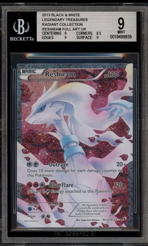 Pokemon Reshiram Legendary Treasures Radiant Coll. FA #RC22 Square Cut BGS 9