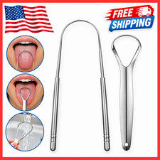 2 Pack Stainless Steel Tongue Cleaner Scraper for Dental Care Hygiene Oral Mouth