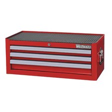 Westward 32H848 Westward Intermediate Chest, 3-Drawers, Powder Coated Red,