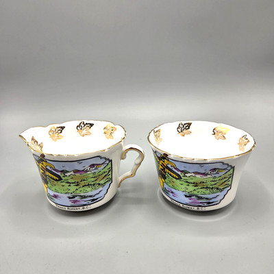 Prince Rupert BC Souvenir Creamer Sugar Bowl Collingwood Bone China Totem Vtg