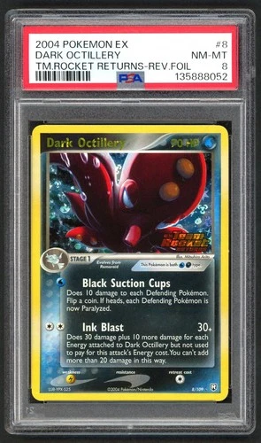 Pokemon Cards - PSA 8 Dark Octillery 8/109 - Team Rocket Returns Reverse Holo