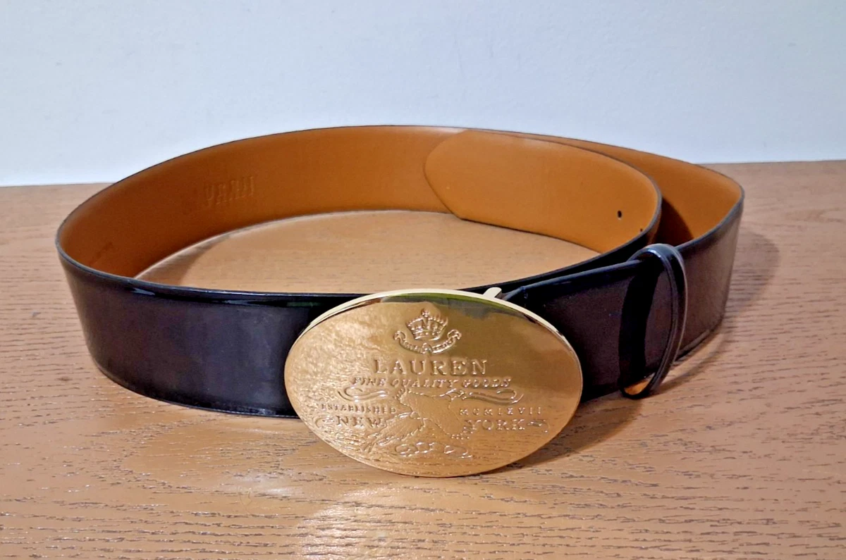 Lauren Ralph Lauren Black Suede Belt Extra Large XL Round Rhinestone Buckle Boho Lauren Ralph Lauren Black Size XL Belts for Women for sale  main image 2