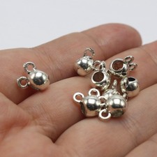 30 Tibetan Silver Smooth Bails Beads - 6x10mm Pendant Hangers with 2 loops for