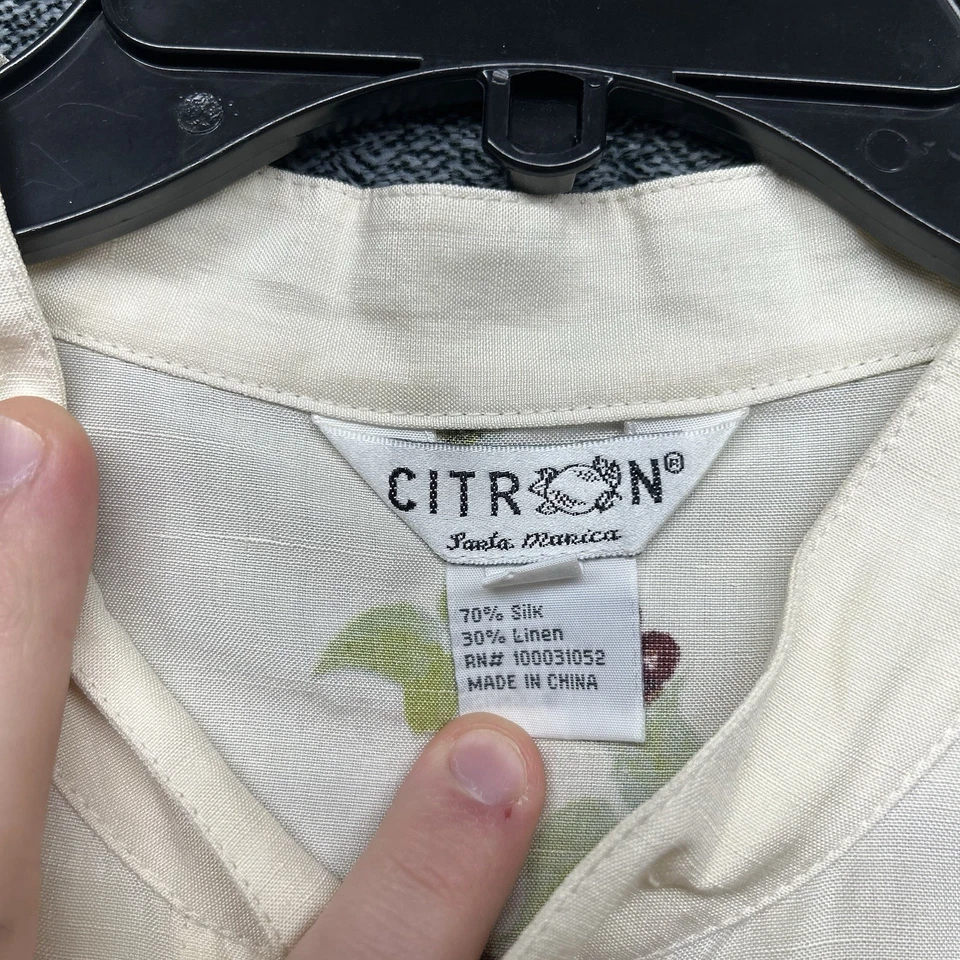 Top Citron Santa Monica Mujer Talla 2X Beige Floral Lino Seda Clip (U9) Foto 4 de 4