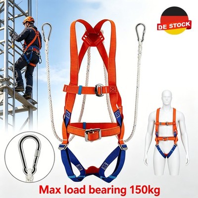 Fallschutz SET Klettergurt + Seil 2m Professionelle Absturzsicherung für Bau