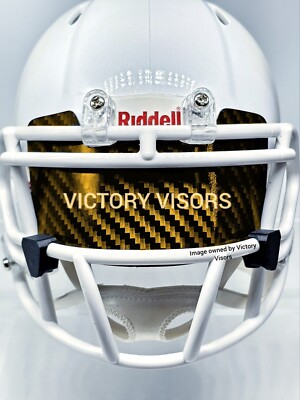 Gold Holographic Carbon Fiber Mini Football Helmet Visor w/UA Clips *FLAT  STYLE*