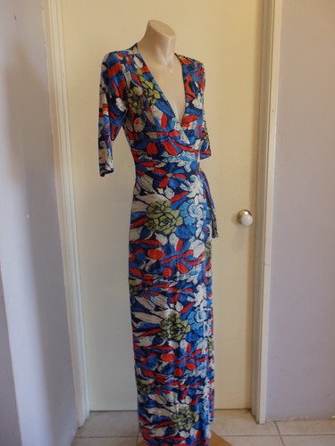 Label Ritu Kumar Blue Printed Wrap Dress Size 2 (S) Pockets- VGC - Picture 4 of 9