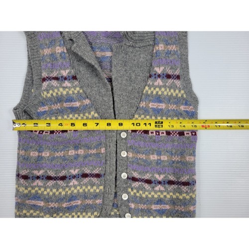 Vintage Breeches Shetland Wool Womens Small Aztec Geometric Gray Collar Vest - Picture 6 of 7