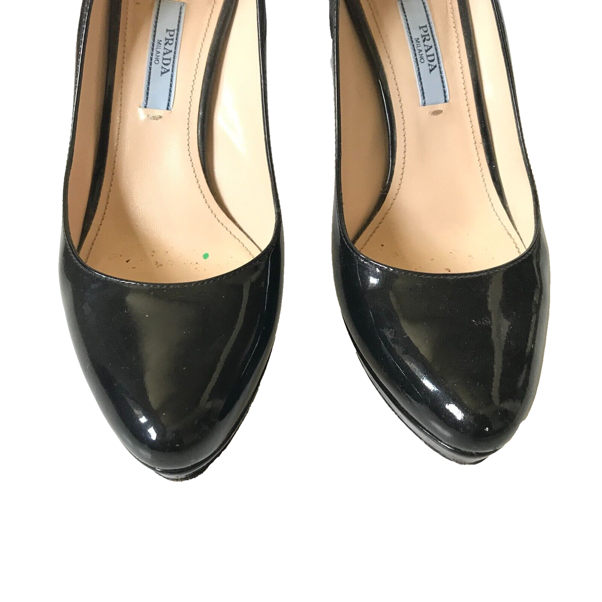 Prada Patent Leather Pumps Heels Womens 36 6 Black Platform Toe