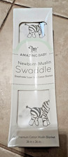 Amazing Baby - Newborn Breathable Cotton Muslin Swaddle - Zebra/Jungle - NEW