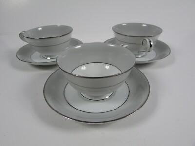 Noritake China Grayburn 5323 Pattern Cups and Saucers Japan Set Of 3