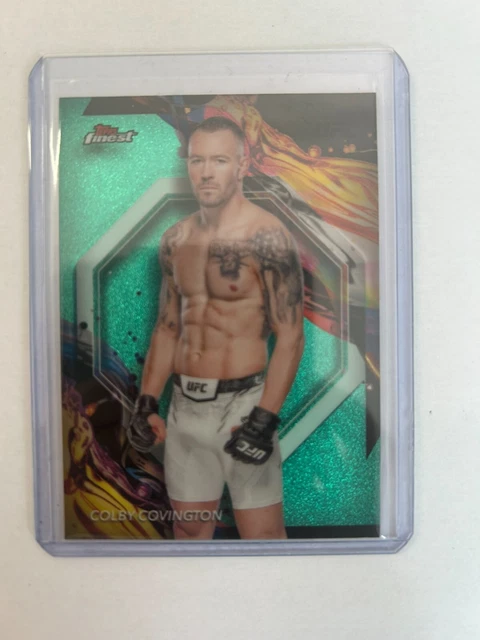 67 TOPPS FINEST UFC 2024 COLBY COVINGTON  AQUA GLITTER REFRACTOR .