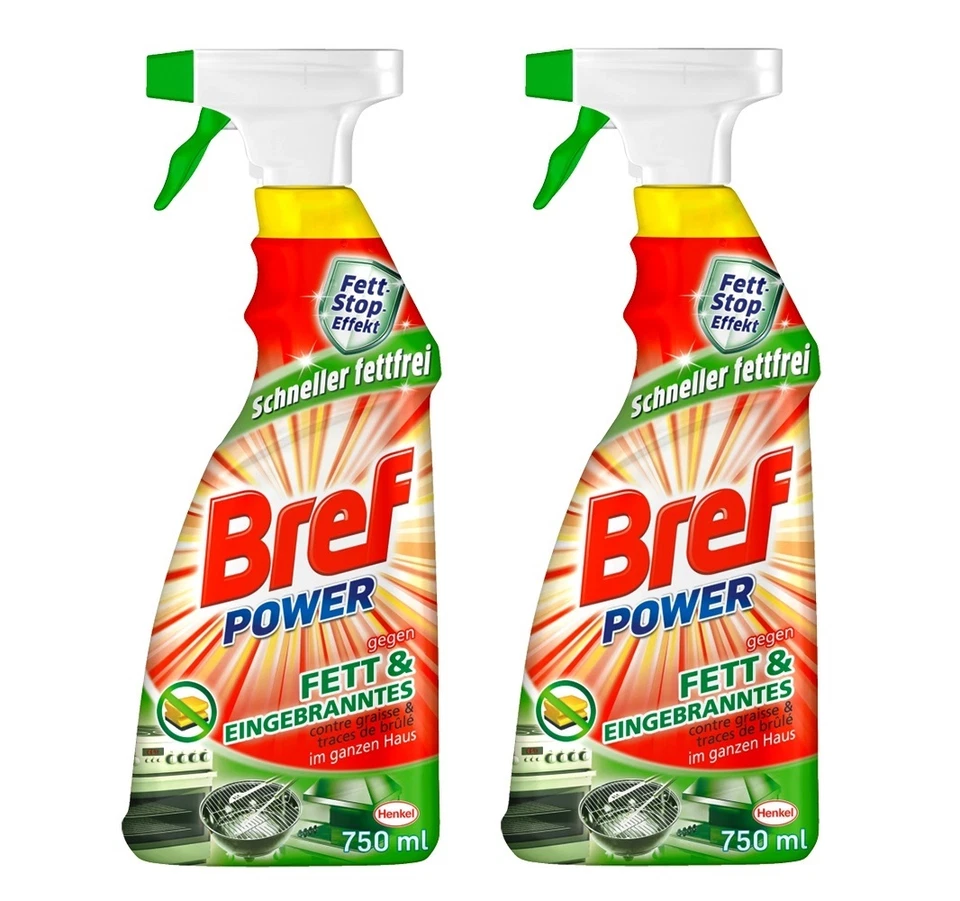 2x 750ml Bref Power gegen Fett & Eingebranntes Ofen Küche Grill Herd Reiniger