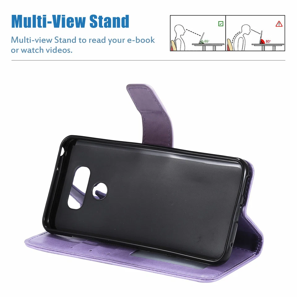 Magnetic Strap Leather Wallet Flower Pattern Case For LG Stylo 5 4 G7 G6 V30 K40 - Image 3 of 4