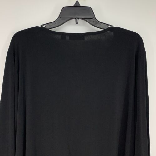 Susan Graver Tunic Top Womens Plus Size 2X Black Embellished V Neck 3/4 Sleeve - Picture 9 of 10