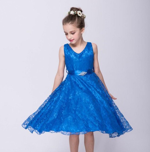 Prinzessin Mädchen Brautjungfer Spitzenkleid Baby Kind Party Festzug Hochzeitskleider Abschlussball - Bild 7 von 21