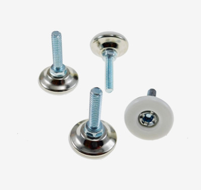 4 Pack Monaco 1/4-20 Non-Swivel W/Hex  White Nylon Base Leveler   MONO-30