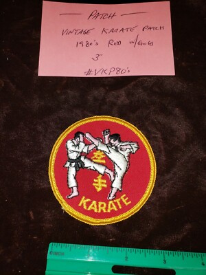 VINTAGE 1970's 80's KARATE Patch 3  RED / GOLD Martial Arts. #VKP80S
