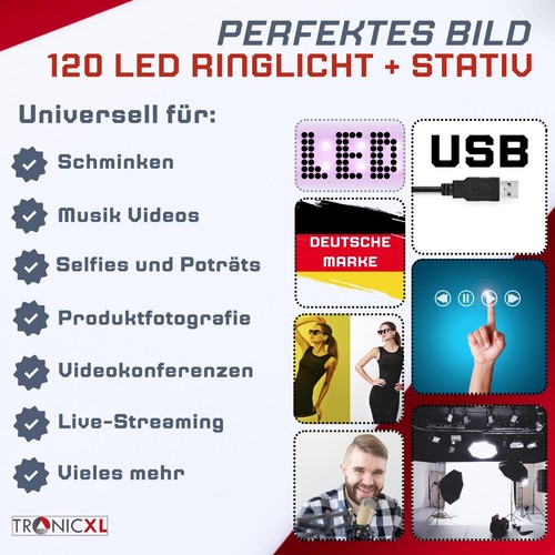 XXL Ringlicht mit 210cm Stativ Ring Light Smartphone Halterung für Foto Video - Bild 8 von 18