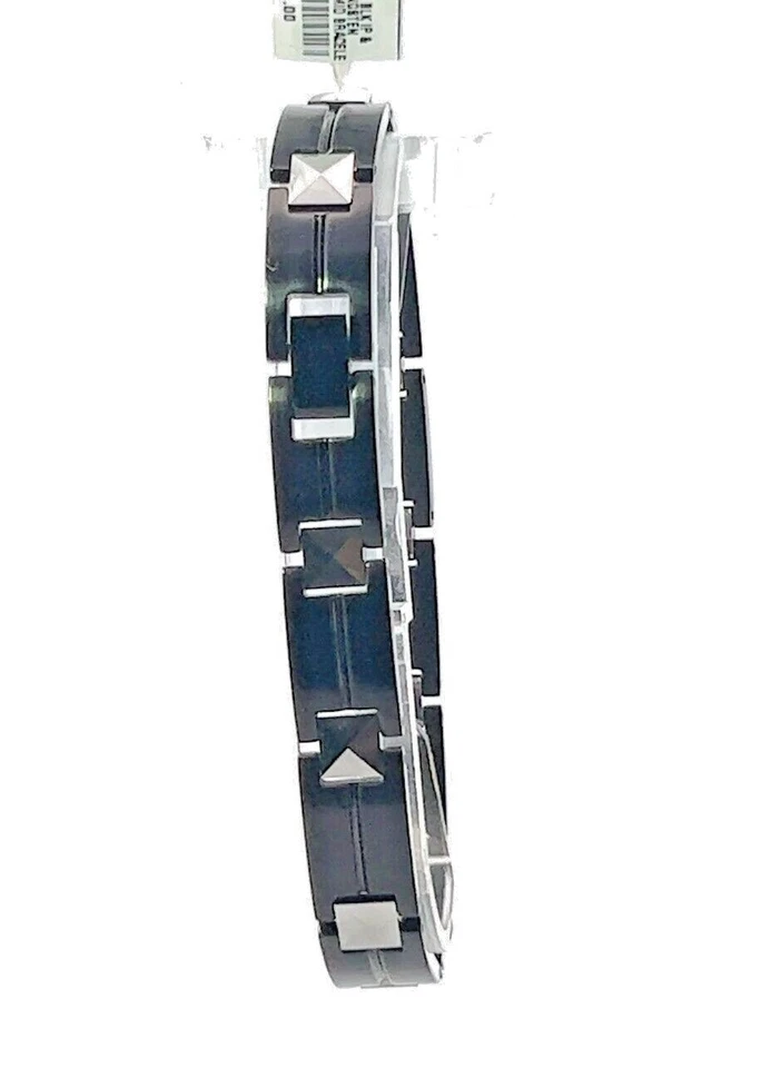 Bracelet En Tungstène Noir Et Acier Inoxydable Pour Homme 10,5 Mm - Photo 2/4