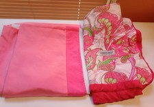 Carseat Canopy And Pink Crib Dust Ruffle Sheet