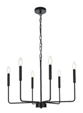 Chandelier 6 Light Fixture Black Living Dining Room Kitchen Island Bedroom 26"