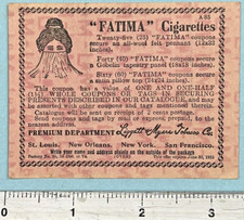 Antique 1915 Fatima Cigarettes Premium Department Card Excellent Condition